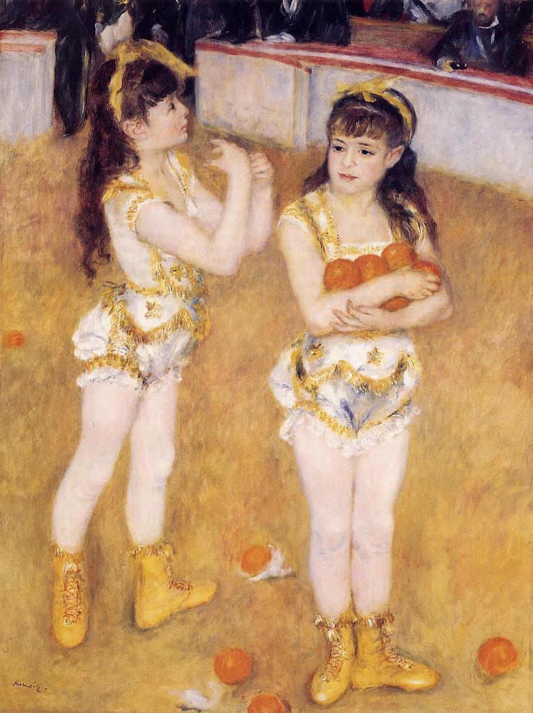 Acrobats at the Cirque Fernando (Francisca and Angelina Wartenberg) - Pierre-Auguste Renoir painting on canvas